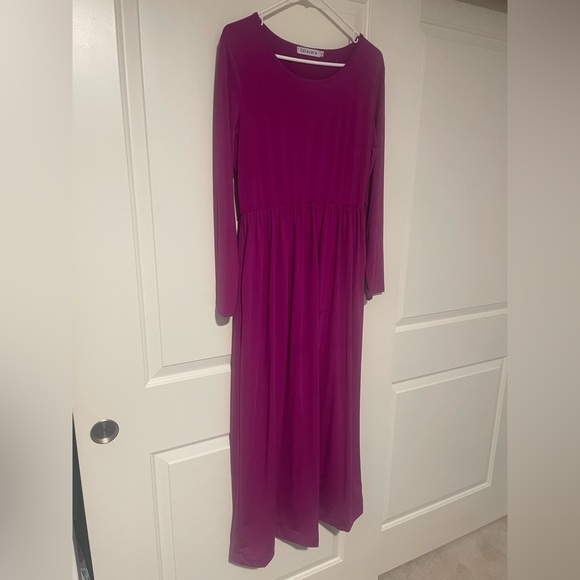 🩷Magenta/Fusha Color Long Sleeve Dress W pockets🩷 - Picture 2 of 7